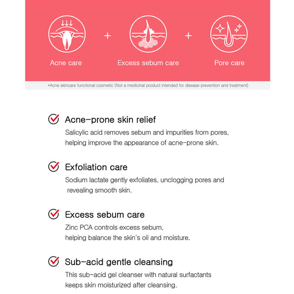 Acne skincare gel cleanser with salicylic acid 