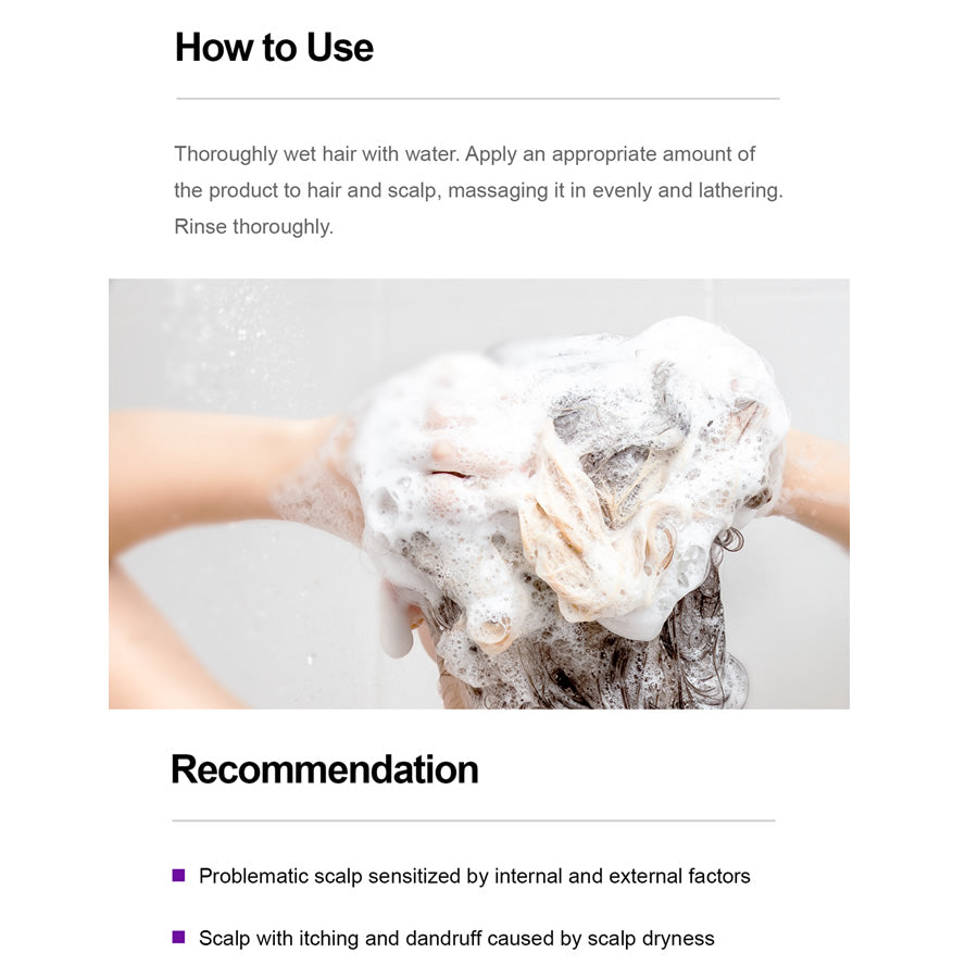 How to effectively use ZEROID mild shampoo for problematic scalp sensitivity including itching and dandruff.